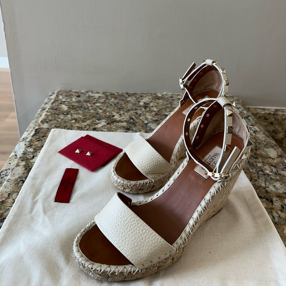 Studded Ankle Strap Espadrille Wedge Sandals
